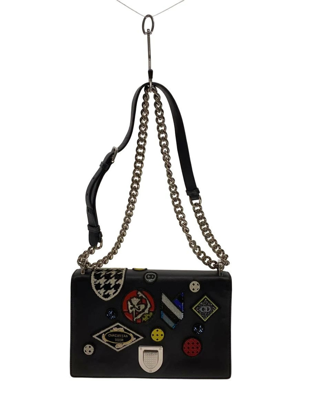 Christian Dior Chain Bag Shoulder Leather Black